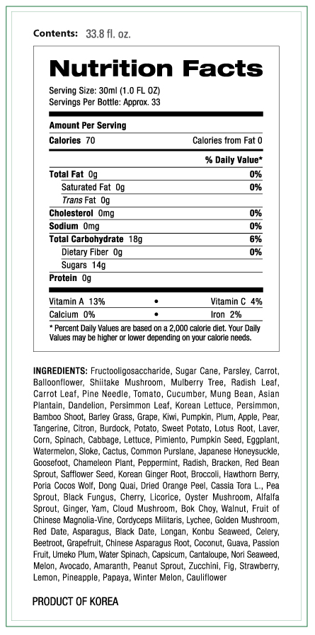 Fruits Vegetables Oriyen Enzymes drink energy nutrition  